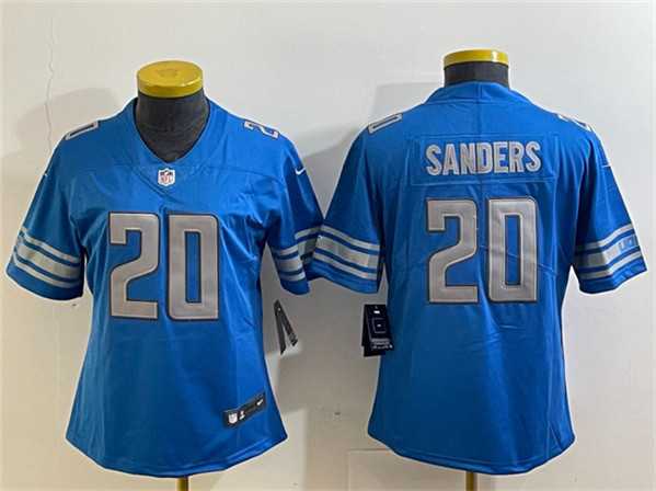 Women%27s Detroit Lions #20 Barry Sanders Blue Vapor Limited Stitched Football Jersey(Run Smaller)->women nfl jersey->Women Jersey